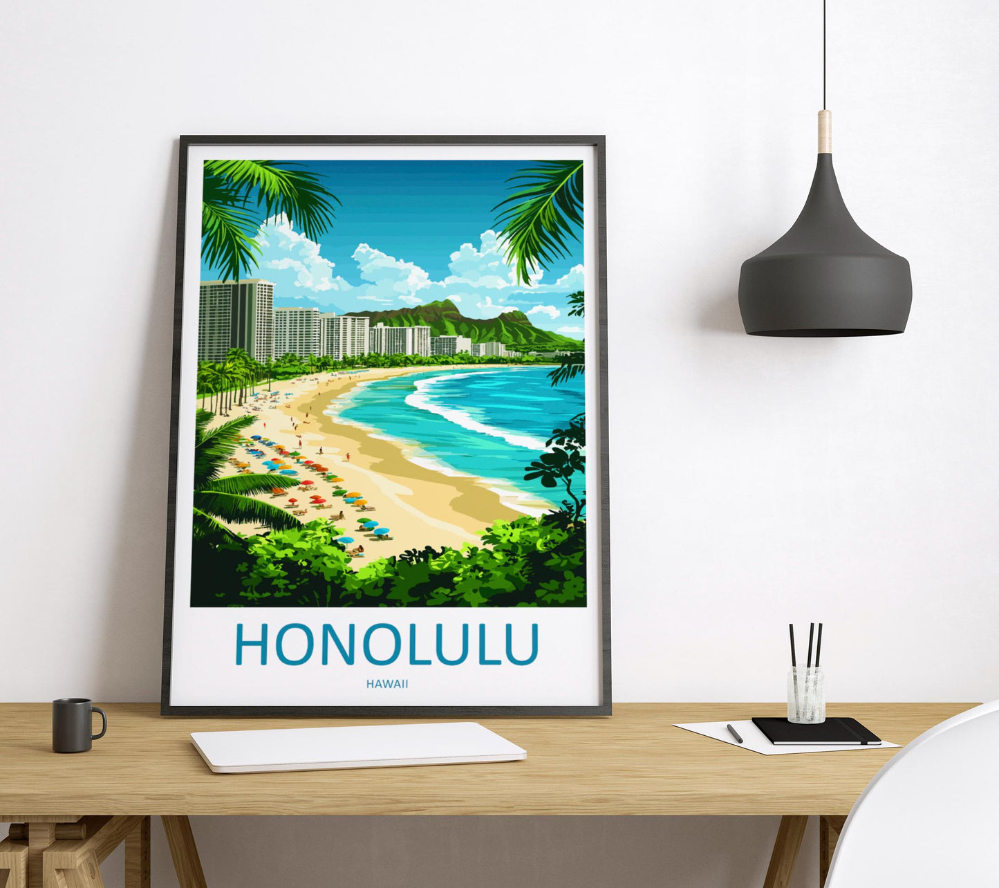 Honolulu Travel Print Wall Art Honolulu Wall Hanging Home Décor Honolulu Gift Art Lovers Hawaii Art Lover Gift Print Artwork