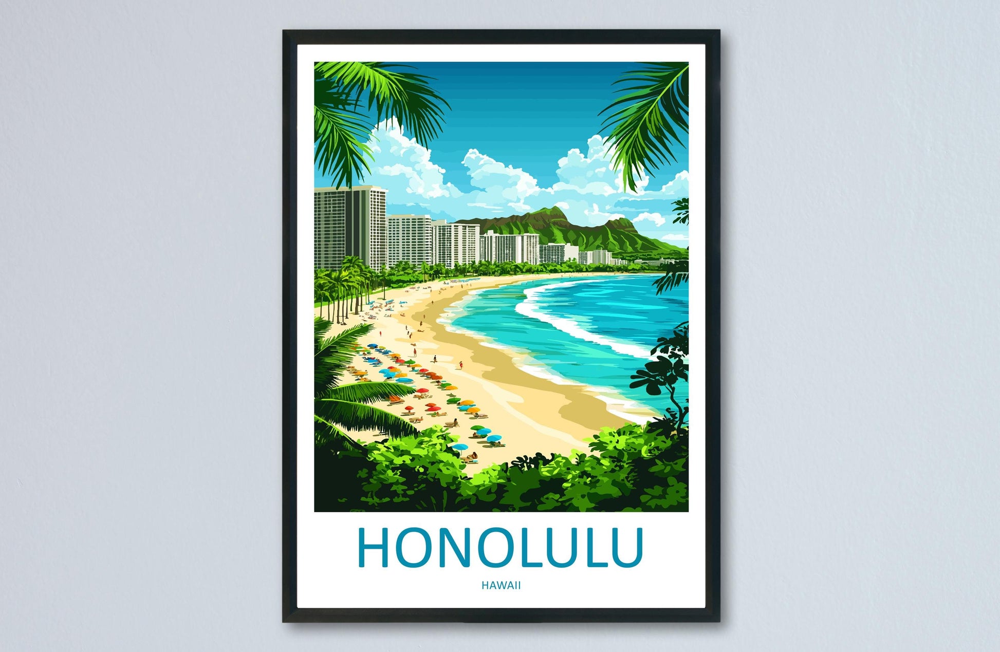 Honolulu Travel Print Wall Art Honolulu Wall Hanging Home Décor Honolulu Gift Art Lovers Hawaii Art Lover Gift Print Artwork
