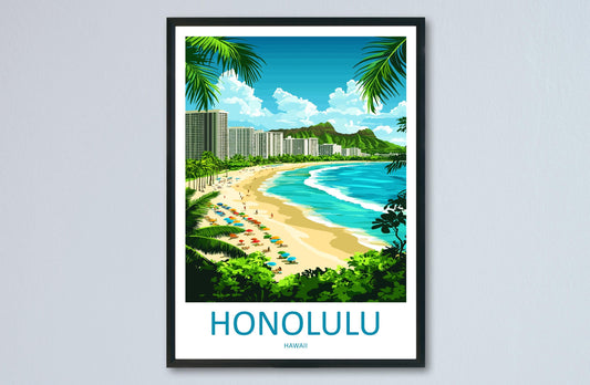 Honolulu Travel Print Wall Art Honolulu Wall Hanging Home Décor Honolulu Gift Art Lovers Hawaii Art Lover Gift Print Artwork