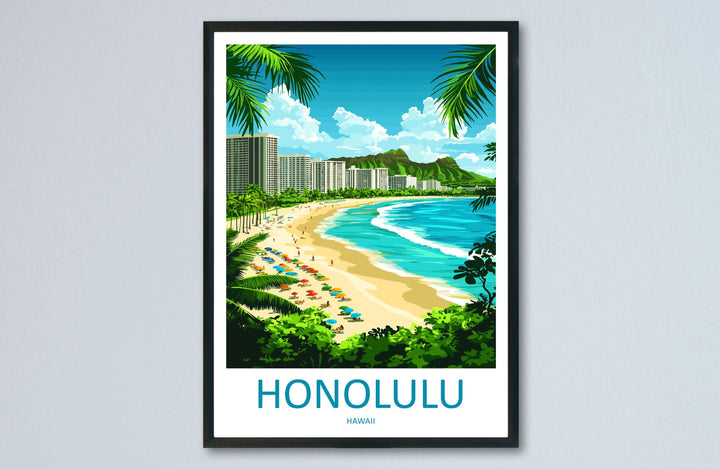 Honolulu Travel Print Wall Art Honolulu Wall Hanging Home Décor Honolulu Gift Art Lovers Hawaii Art Lover Gift Print Artwork