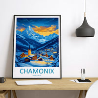 Chamonix Travel Print Wall Art Chamonix Wall Hanging Home Décor Chamonix Gift Art Lovers Ski Art Lover Gift Chamonix Print Skiing Artwork
