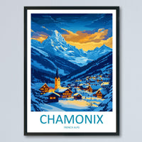Chamonix Travel Print Wall Art Chamonix Wall Hanging Home Décor Chamonix Gift Art Lovers Ski Art Lover Gift Chamonix Print Skiing Artwork