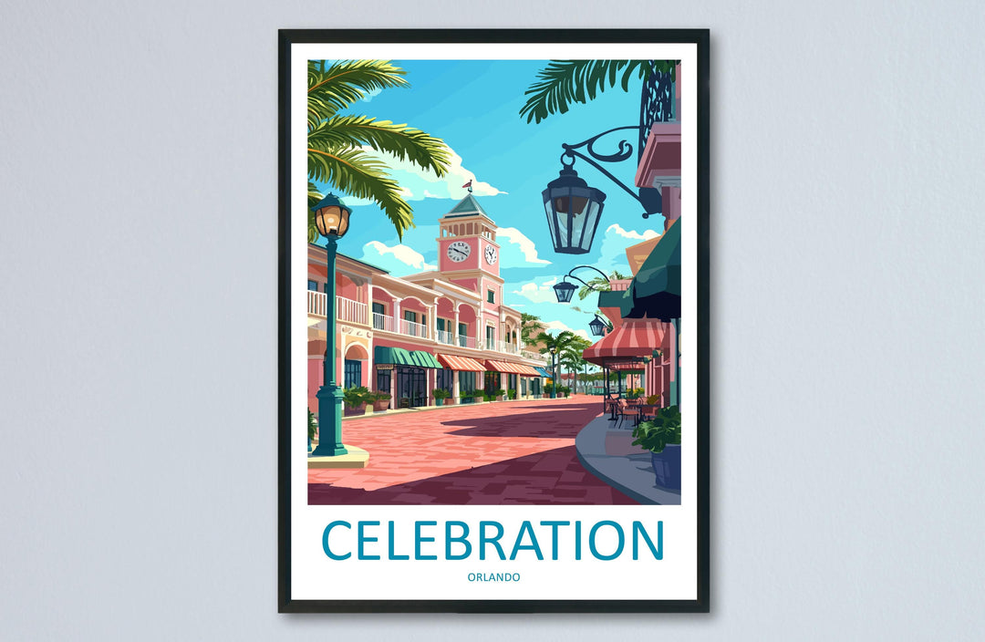 Celebration Orlando Travel Print Celebration Wall Decor Florida Celebration Art Celebration Wall Art Florida Poster Gift Celebration Poster