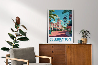 Celebration Orlando Travel Print Celebration Wall Decor Florida Celebration Art Celebration Wall Art Florida Poster Gift Celebration Poster