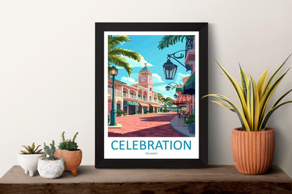 Celebration Orlando Travel Print Celebration Wall Decor Florida Celebration Art Celebration Wall Art Florida Poster Gift Celebration Poster