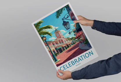 Celebration Orlando Travel Print Celebration Wall Decor Florida Celebration Art Celebration Wall Art Florida Poster Gift Celebration Poster
