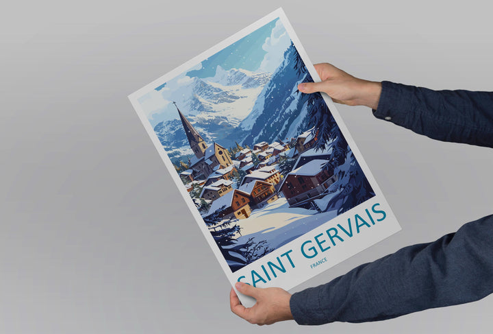 Saint Gervais Travel Print Saint Gervais Wall Decor France Saint Gervais Art Saint Gervais Wall Art French Alps Poster Gift Mountain Lovers