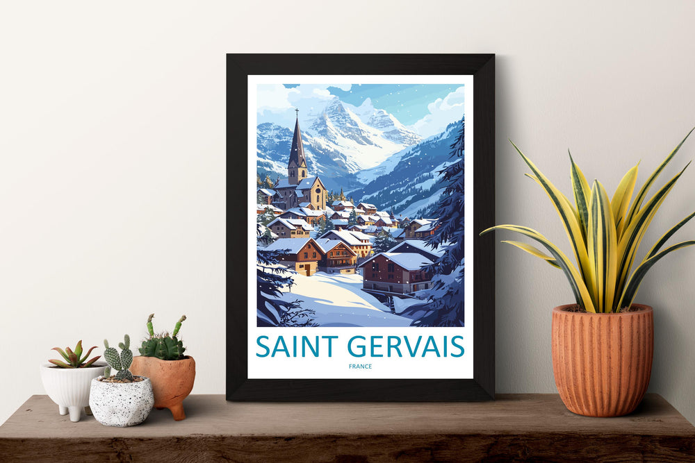 Saint Gervais Travel Print Saint Gervais Wall Decor France Saint Gervais Art Saint Gervais Wall Art French Alps Poster Gift Mountain Lovers