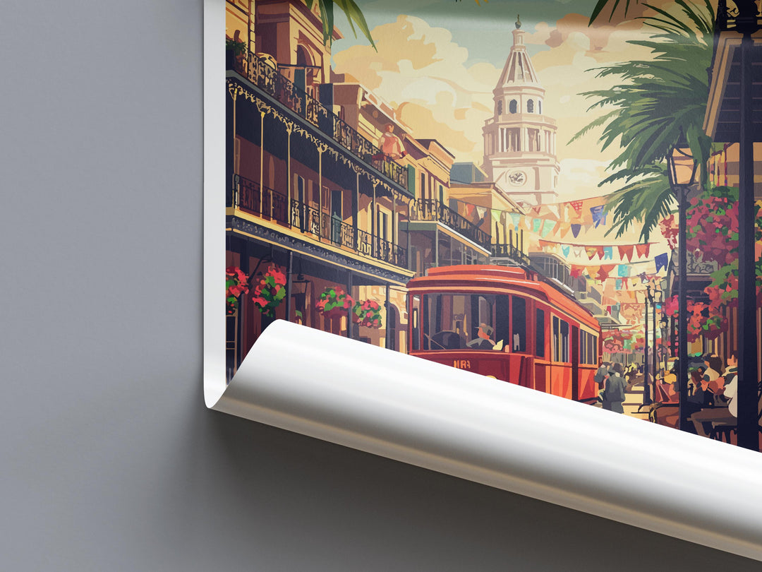 New Orleans French Quarter Travel Print French Quarter Wall Decor Louisiana French Quarter Art New Orleans Wall Art Poster Gift Jazz Lovers