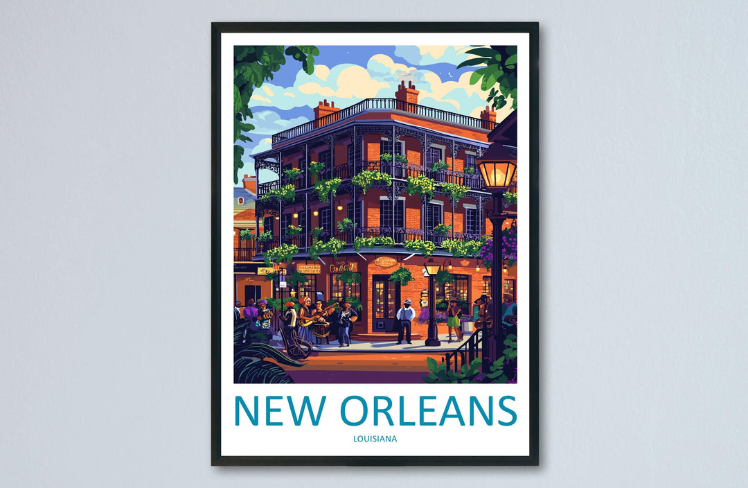 New Orleans French Quarter Travel Print French Quarter Wall Decor Louisiana French Quarter Art New Orleans Wall Art Poster Gift Jazz Lovers