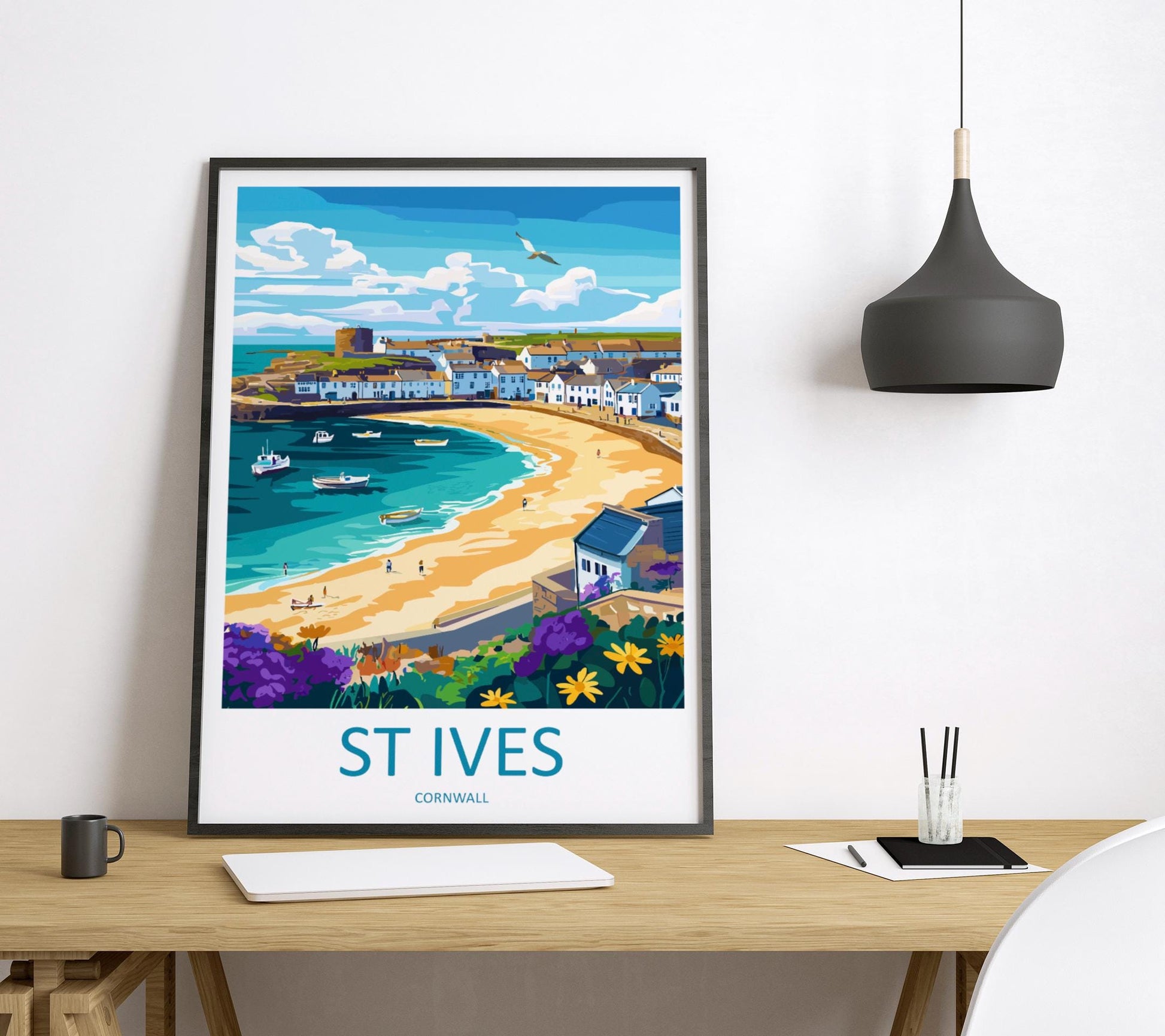 St Ives Travel Print Wall Art St Ives Wall Hanging Home Décor St Ives Gift Art Lovers Cornwall Art Lover Gift