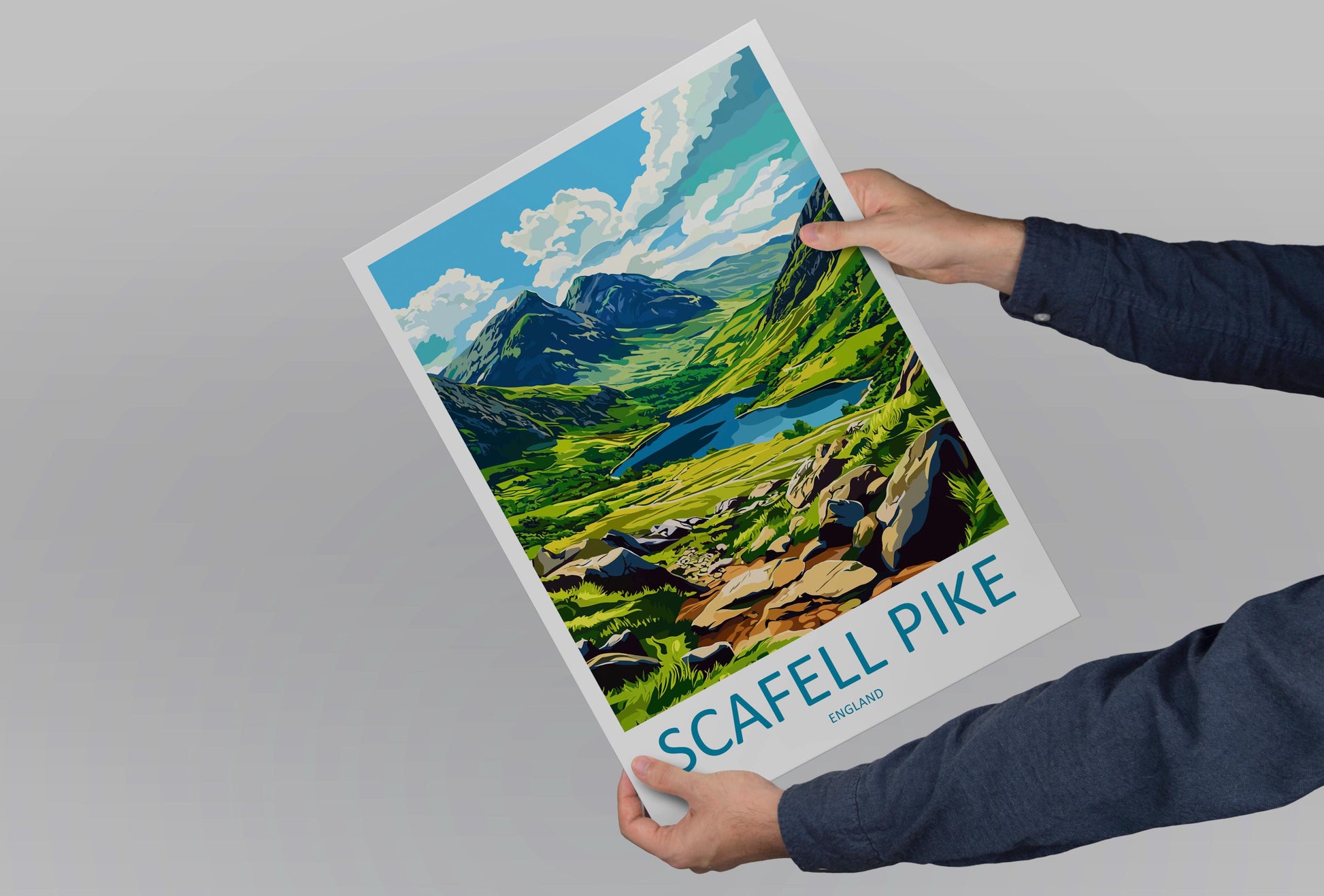 Scafell Pike Travel Print Wall Art Scafell Pike Wall Hanging Home Décor Scafell Pike Gift Art Lovers England Art Lover Gift Scafell Pike