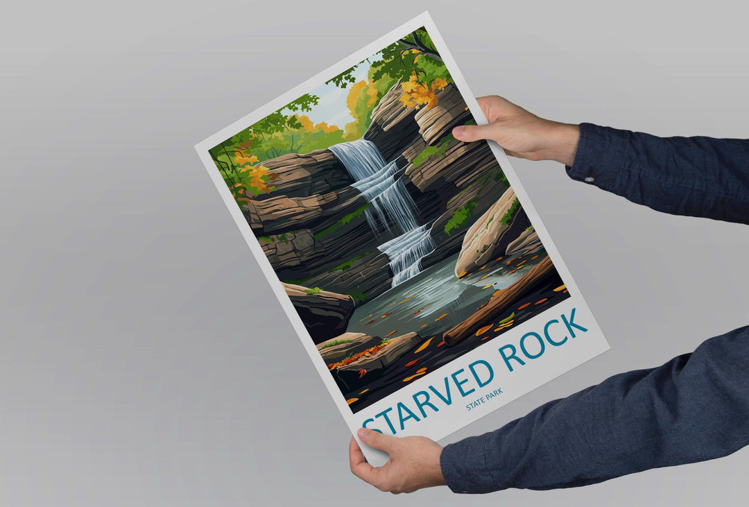 Starved Rock State Park Travel Print Starved Rock Wall Decor Illinois Starved Rock Art Starved Rock Wall Art Poster Gift Starved Rock Poster