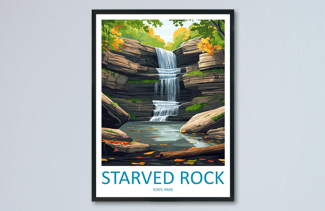 Starved Rock State Park Travel Print Starved Rock Wall Decor Illinois Starved Rock Art Starved Rock Wall Art Poster Gift Starved Rock Poster