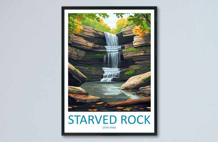 Starved Rock State Park Travel Print Starved Rock Wall Decor Illinois Starved Rock Art Starved Rock Wall Art Poster Gift Starved Rock Poster