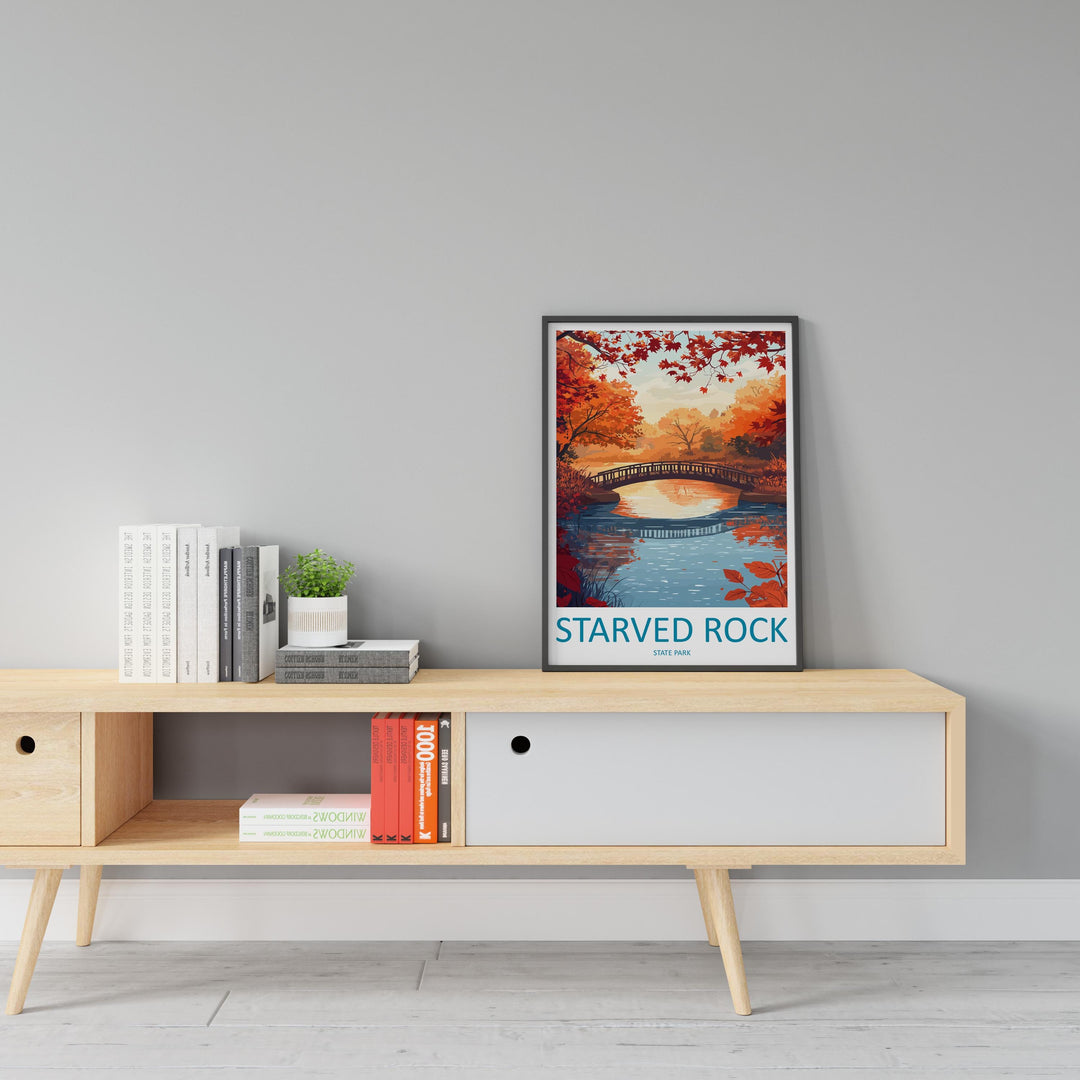 Starved Rock State Park Travel Print Starved Rock Wall Decor Illinois Starved Rock Art Starved Rock Wall Art Poster Gift Starved Rock Poster