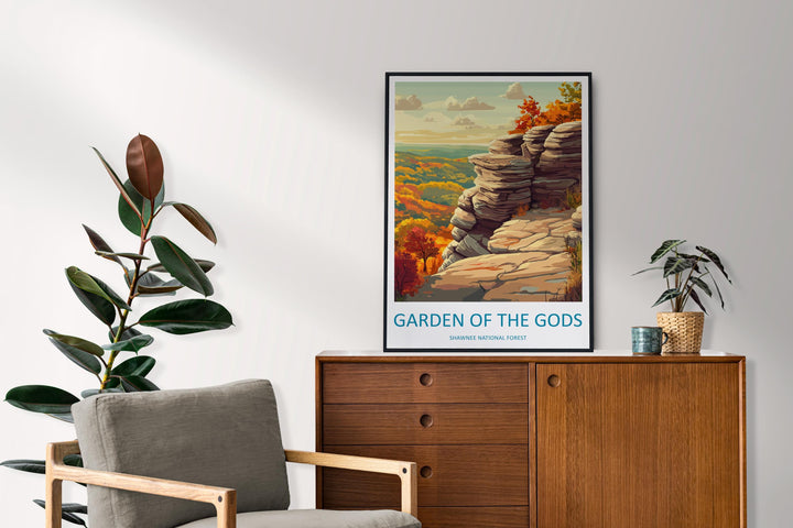 Garden of the Gods Travel Print Shawnee National Forest Wall Decor Illinois Garden of the Gods Art Shawnee Wall Art Poster Gift Illinois Art