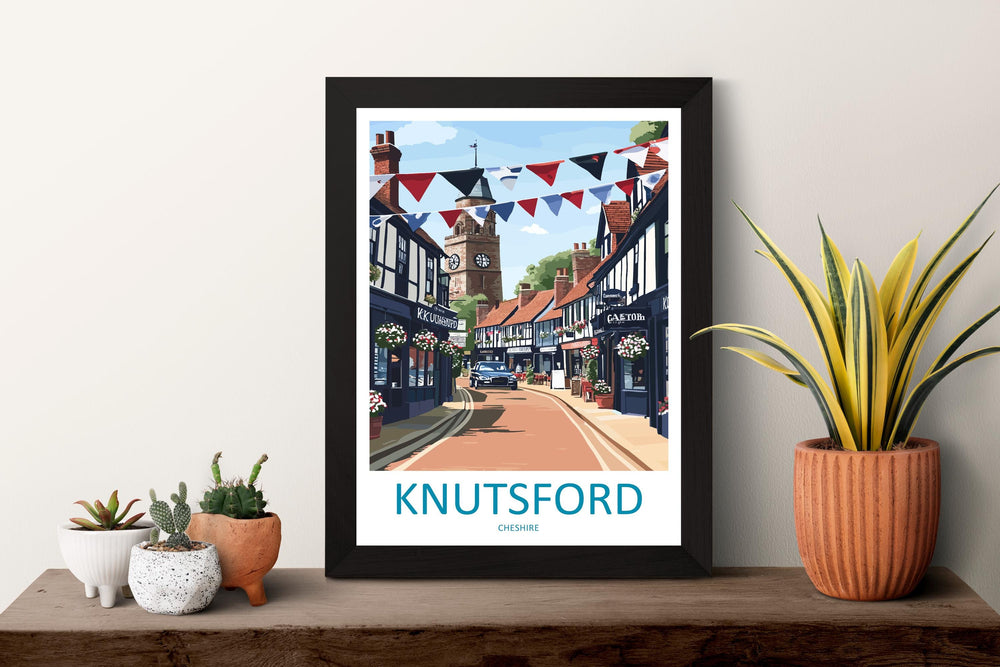 Knutsford Travel Print Knutsford Wall Decor England Knutsford Art Knutsford Wall Art Cheshire Poster Gift for Historic Town Lovers