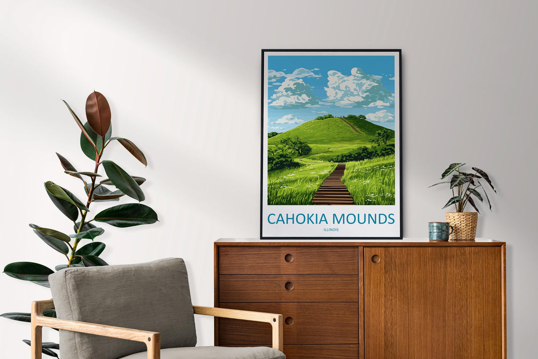Cahokia Mounds Travel Print Cahokia Mounds Wall Decor Illinois Cahokia Mounds Art Cahokia Mounds Wall Art Poster Gift Cahokia Mounds Print