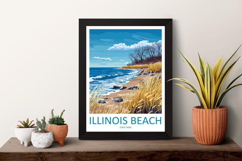 Illinois Beach State Park Travel Print Illinois Beach Wall Decor Illinois Beach Art Illinois Beach Wall Art Illinois Poster Gift Illinois