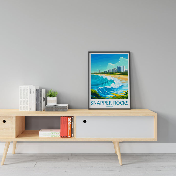 Snapper Rocks Travel Print Snapper Rocks Wall Decor Australia Snapper Rocks Art Snapper Rocks Wall Art Queensland Poster Gift for Surf Lover