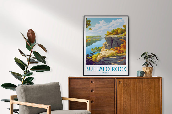 Buffalo Rock State Park Travel Print Buffalo Rock Wall Decor Illinois Buffalo Rock Art Buffalo Rock Wall Art Illinois Poster Gift Nature