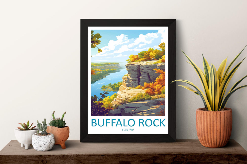 Buffalo Rock State Park Travel Print Buffalo Rock Wall Decor Illinois Buffalo Rock Art Buffalo Rock Wall Art Illinois Poster Gift Nature