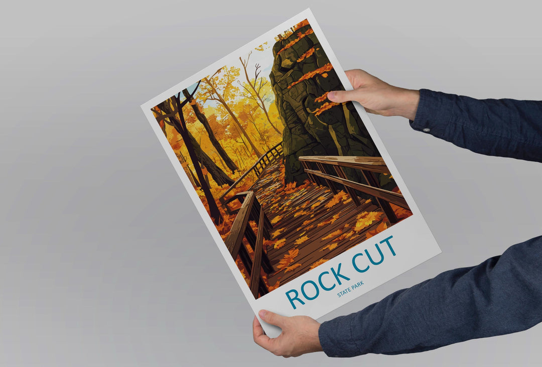 Rock Cut State Park Travel Print Rock Cut Wall Decor Illinois Rock Cut Art Rock Cut Wall Art Illinois Poster Gift for Nature and Outdoor
