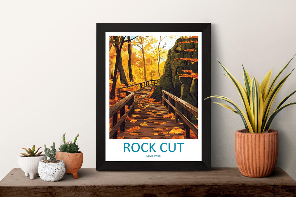 Rock Cut State Park Travel Print Rock Cut Wall Decor Illinois Rock Cut Art Rock Cut Wall Art Illinois Poster Gift for Nature and Outdoor