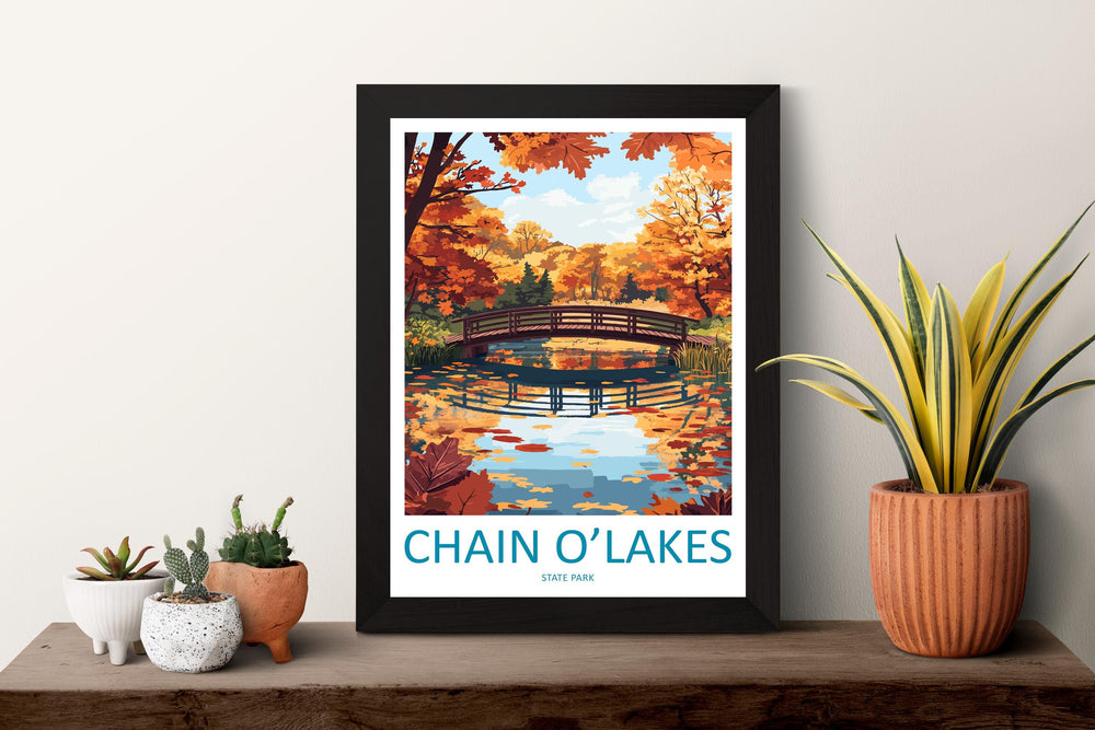 Chain O’Lakes State Park Travel Print Chain O’Lakes Wall Decor Illinois Chain O’Lakes Art Chain O’Lakes Wall Art Illinois Poster Gift