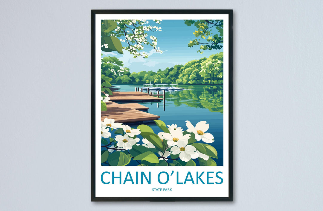 Chain O’Lakes State Park Travel Print Chain O’Lakes Wall Decor Illinois Chain O’Lakes Art Chain O’Lakes Wall Art Illinois Poster Gift