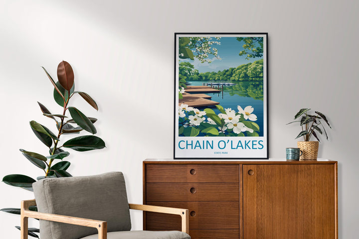 Chain O’Lakes State Park Travel Print Chain O’Lakes Wall Decor Illinois Chain O’Lakes Art Chain O’Lakes Wall Art Illinois Poster Gift