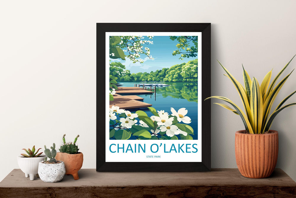 Chain O’Lakes State Park Travel Print Chain O’Lakes Wall Decor Illinois Chain O’Lakes Art Chain O’Lakes Wall Art Illinois Poster Gift