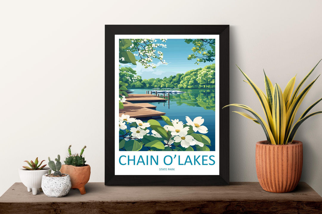 Chain O’Lakes State Park Travel Print Chain O’Lakes Wall Decor Illinois Chain O’Lakes Art Chain O’Lakes Wall Art Illinois Poster Gift