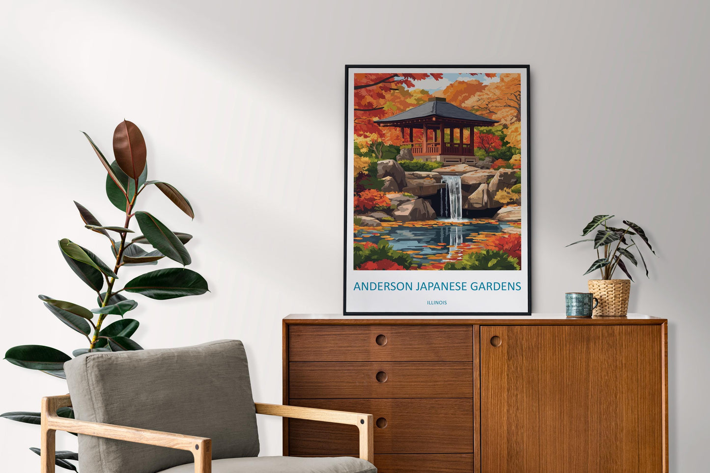 Anderson Japanese Gardens Travel Print Anderson Gardens Wall Decor Illinois Anderson Gardens Art Anderson Japanese Gardens Wall Art Poster