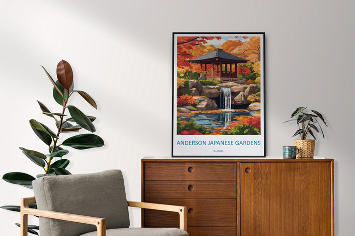 Anderson Japanese Gardens Travel Print Anderson Gardens Wall Decor Illinois Anderson Gardens Art Anderson Japanese Gardens Wall Art Poster