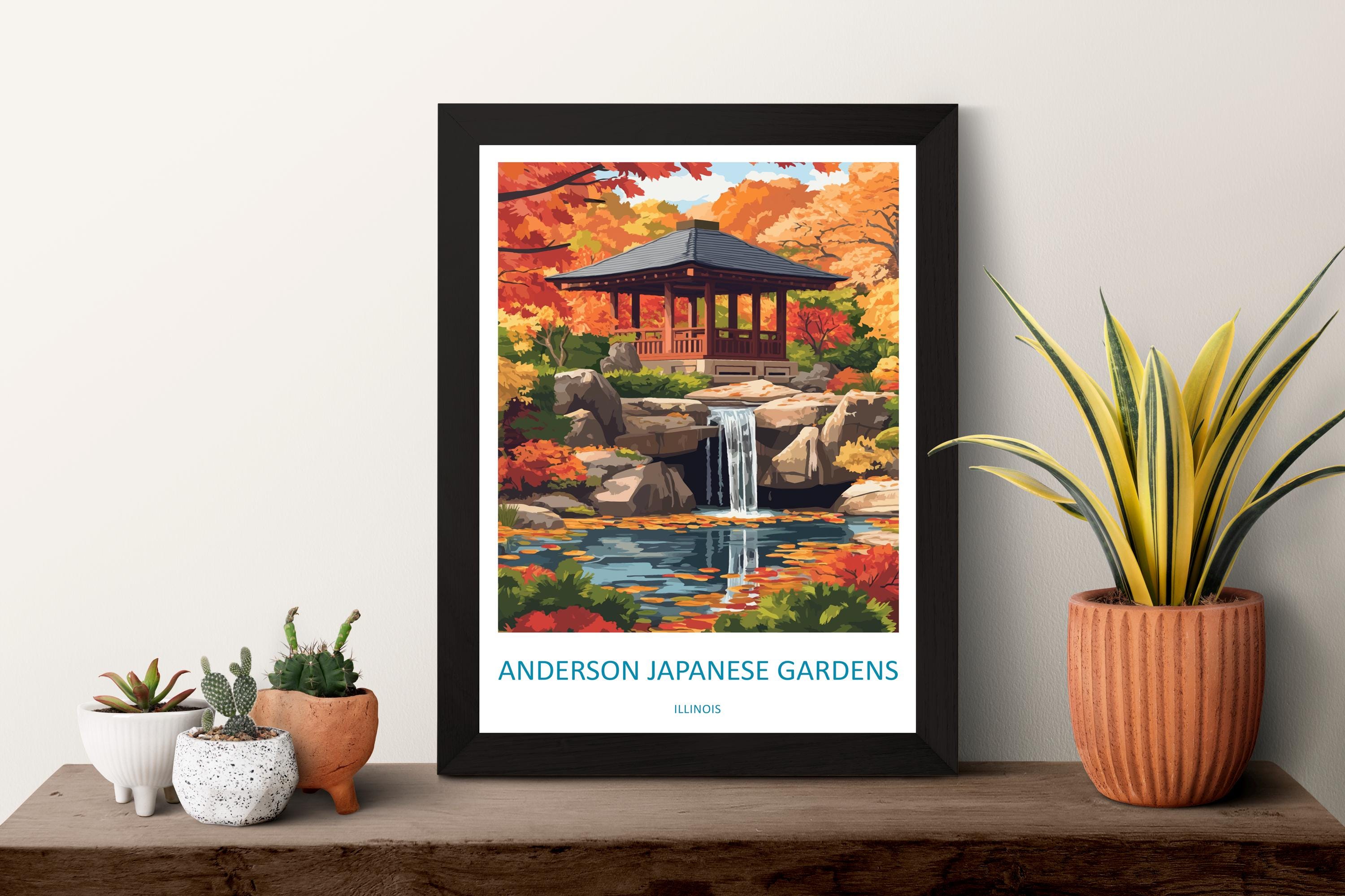 Anderson Japanese Gardens Travel Print Anderson Gardens Wall Decor Illinois Anderson Gardens Art Anderson Japanese Gardens Wall Art Poster