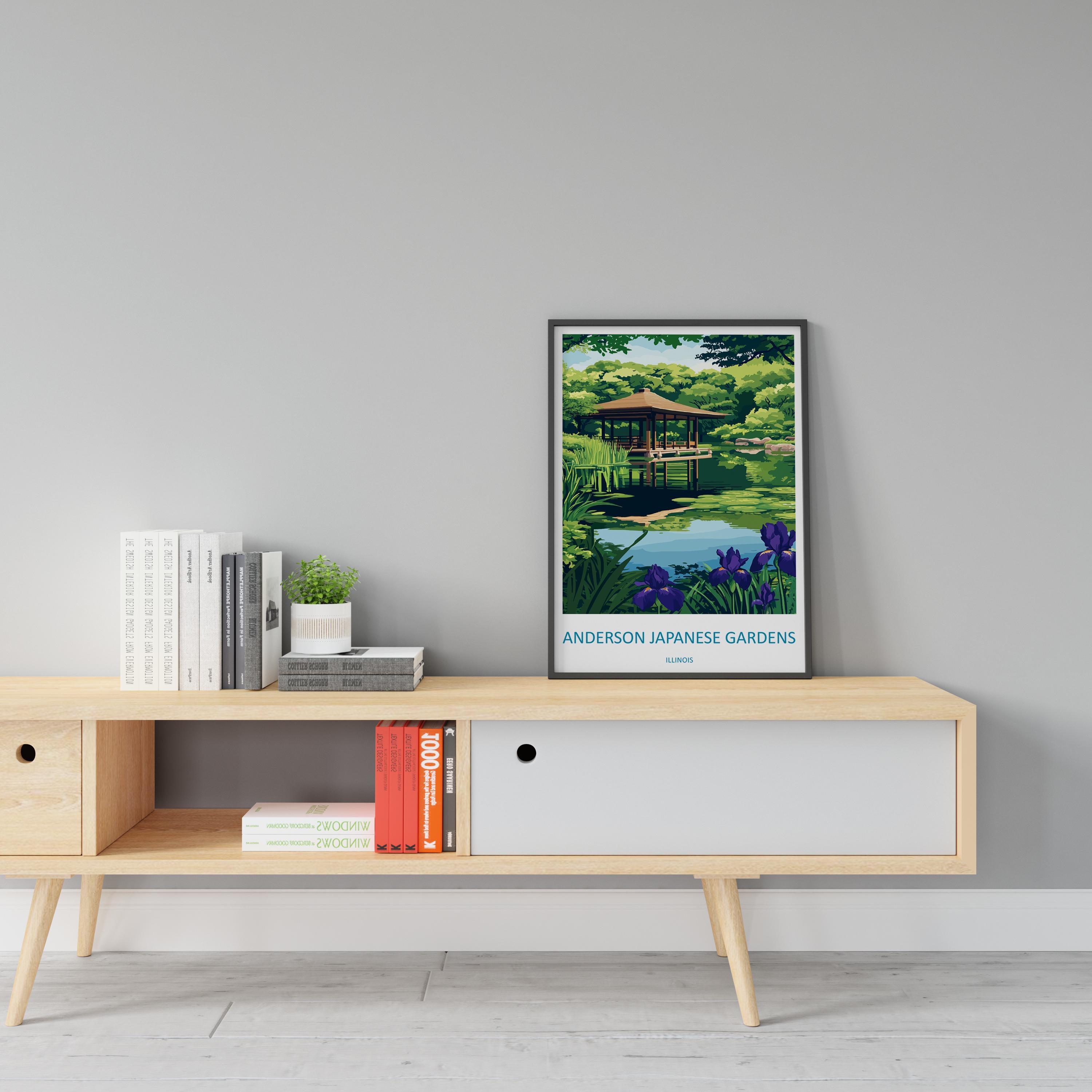 Anderson Japanese Gardens Travel Print Anderson Gardens Wall Decor Illinois Anderson Gardens Art Anderson Japanese Gardens Wall Art Poster