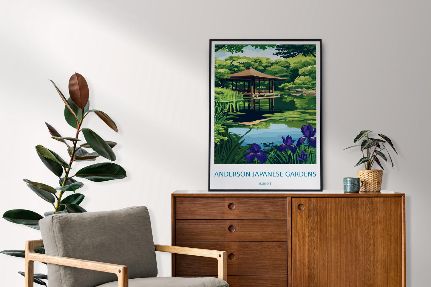 Anderson Japanese Gardens Travel Print Anderson Gardens Wall Decor Illinois Anderson Gardens Art Anderson Japanese Gardens Wall Art Poster
