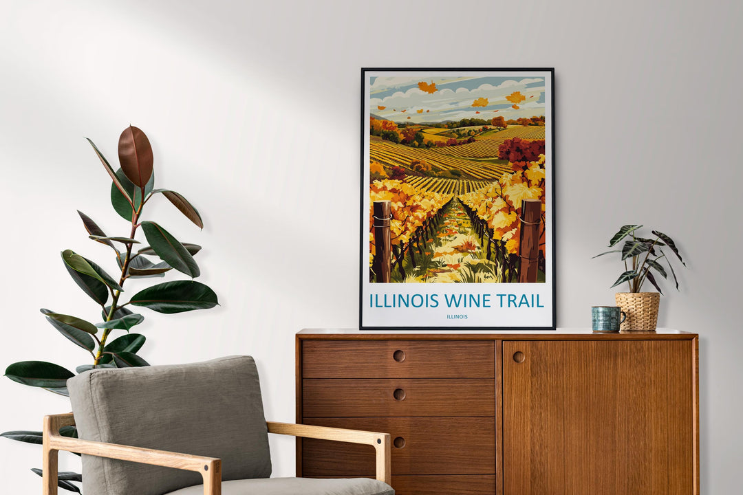 Southern Illinois Wine Trail Travel Print Southern Illinois Wall Decor Illinois Wine Trail Art Illinois Wall Art Poster Gift for Wine Lovers