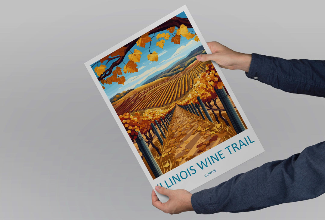 Southern Illinois Wine Trail Travel Print Southern Illinois Wall Decor Illinois Wine Trail Art Illinois Wall Art Poster Gift for Wine Lovers