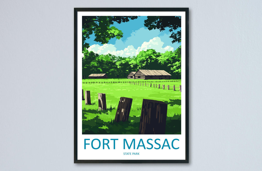 Fort Massac State Park Travel Print Fort Massac Wall Decor Illinois Fort Massac Art Fort Massac Wall Art Poster Gift for History Lovers