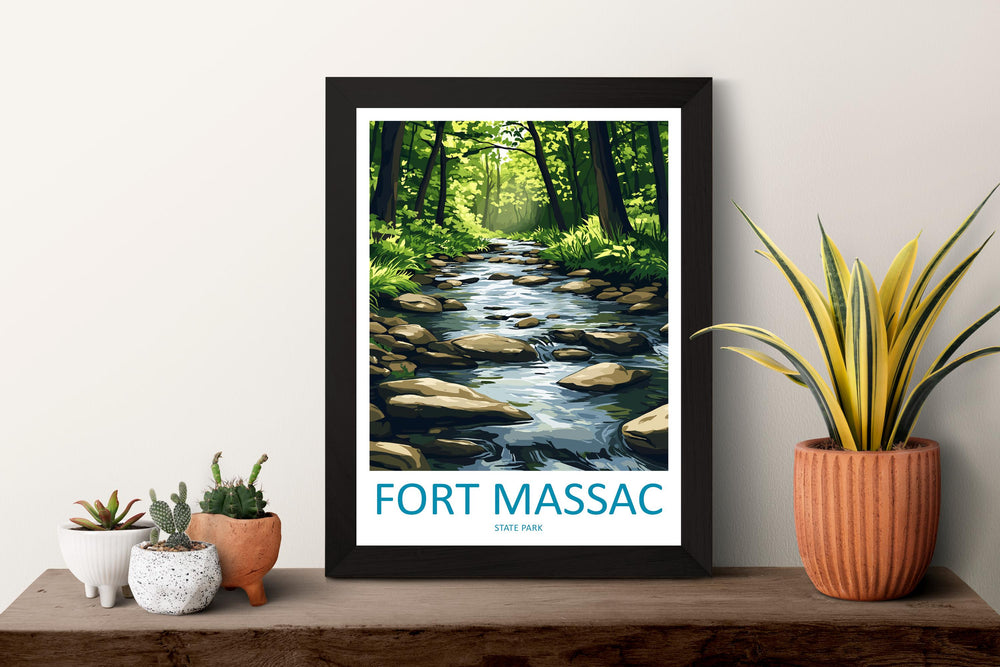 Fort Massac State Park Travel Print Fort Massac Wall Decor Illinois Fort Massac Art Fort Massac Wall Art Poster Gift for History Lovers