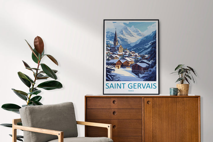 Saint Gervais Travel Print Saint Gervais Wall Decor France Saint Gervais Art Saint Gervais Wall Art French Alps Poster Gift Mountain Lovers