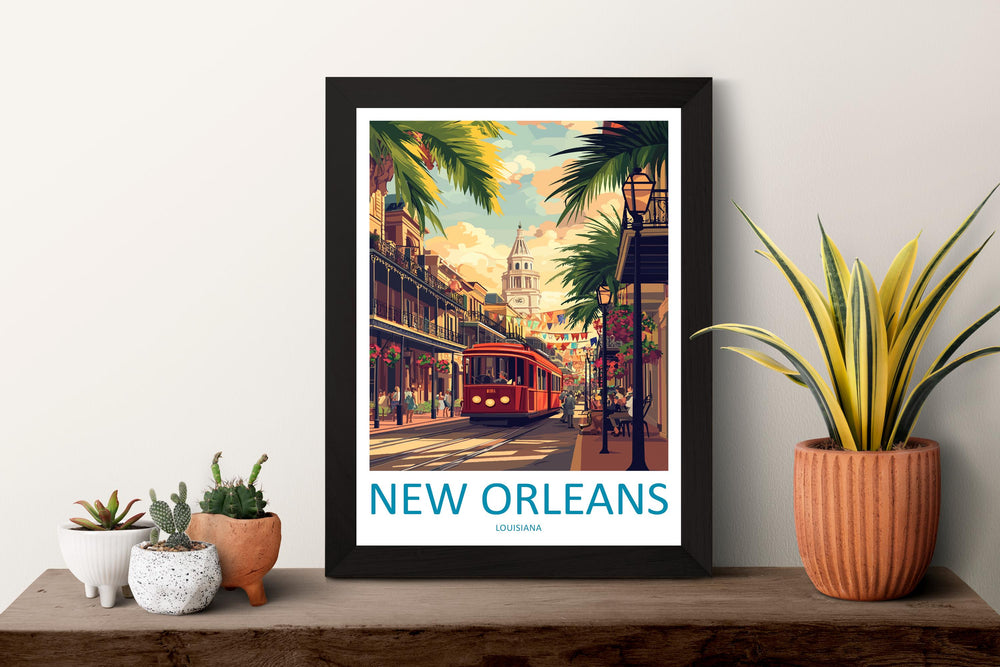 New Orleans French Quarter Travel Print French Quarter Wall Decor Louisiana French Quarter Art New Orleans Wall Art Poster Gift Jazz Lovers