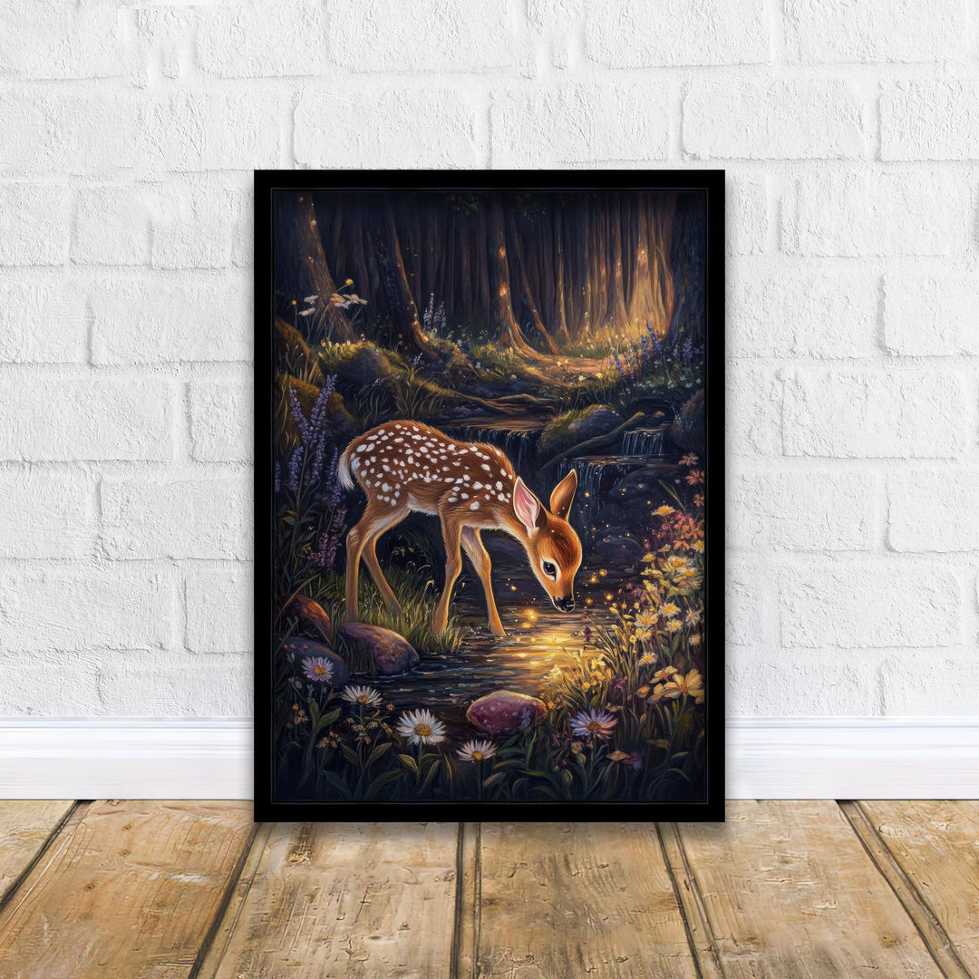 Deer in Woodland Print | Vintage Cottagecore Wall Art