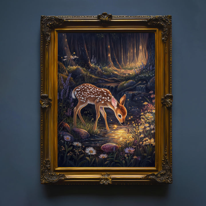 Deer in Woodland Print | Vintage Cottagecore Wall Art