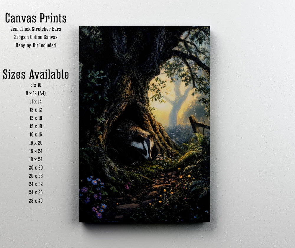 Badger Cottagecore Art Print, Vintage Woodland Animal Poster