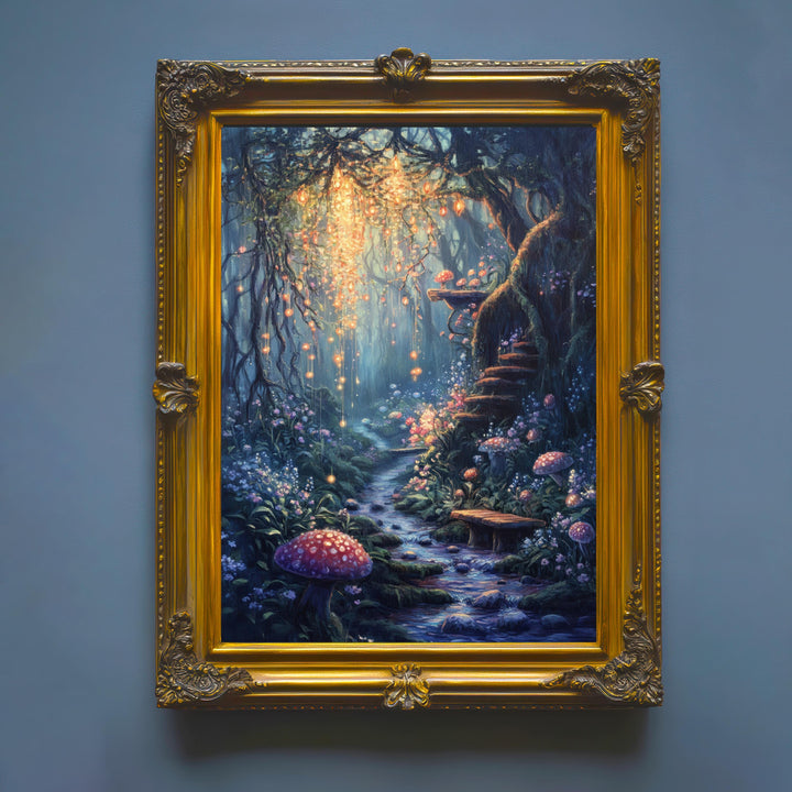 Fairy Garden Print, Vintage Fantasy Cottagecore Wall Art