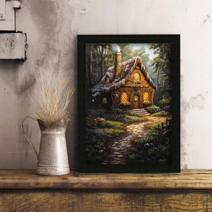 Gingerbread House Print, Vintage Cottagecore Fairy Tale Art